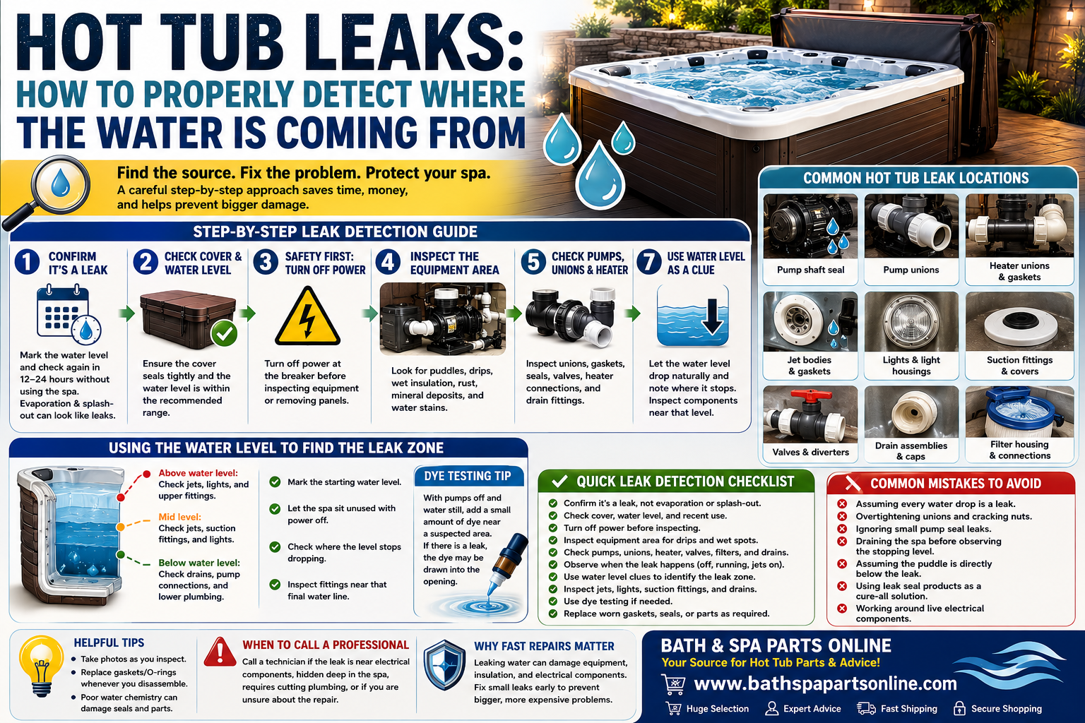 Hot Tub Leaks: How To Properly Detect Where The Water Is Coming From