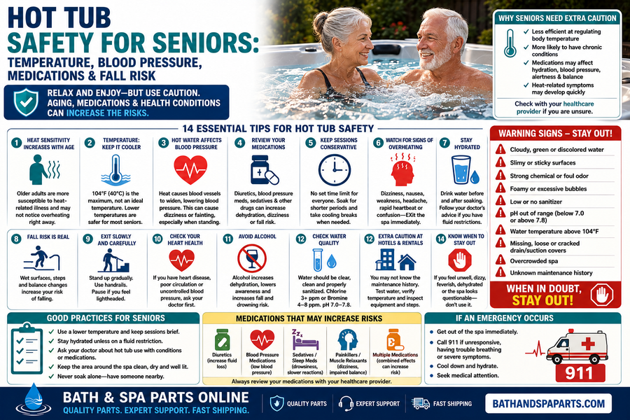 Hot Tub Safety For Seniors: Temperature, Blood Pressure, Medications & Fall Risk