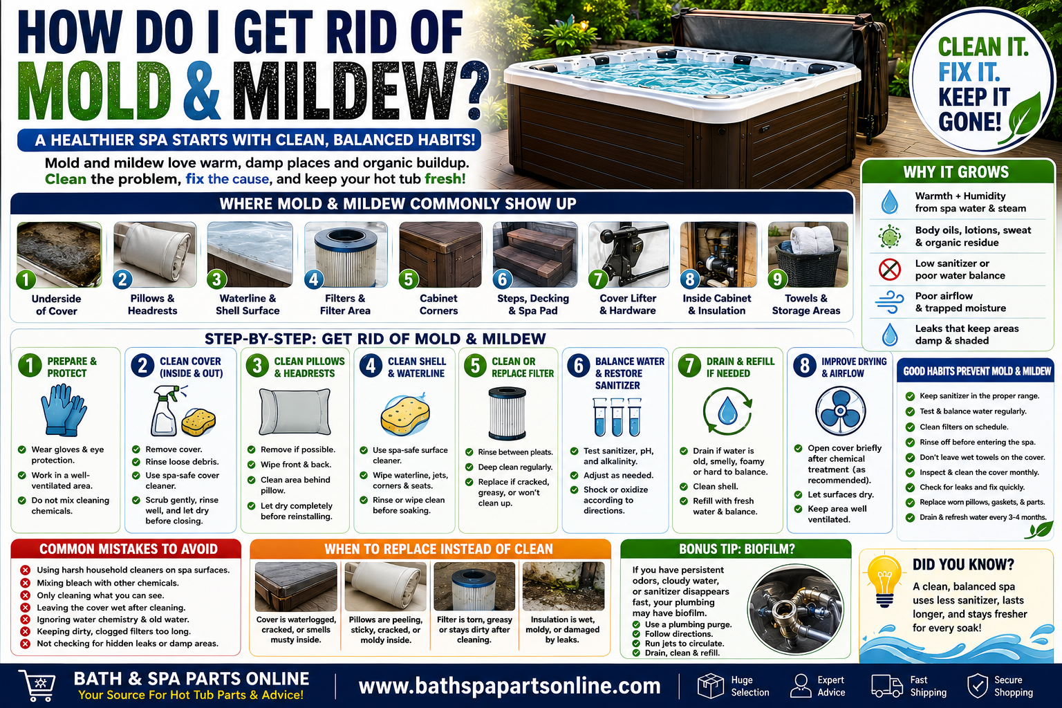 How Do I Get Rid Of Mold & Mildew In And Around My Hot Tub?