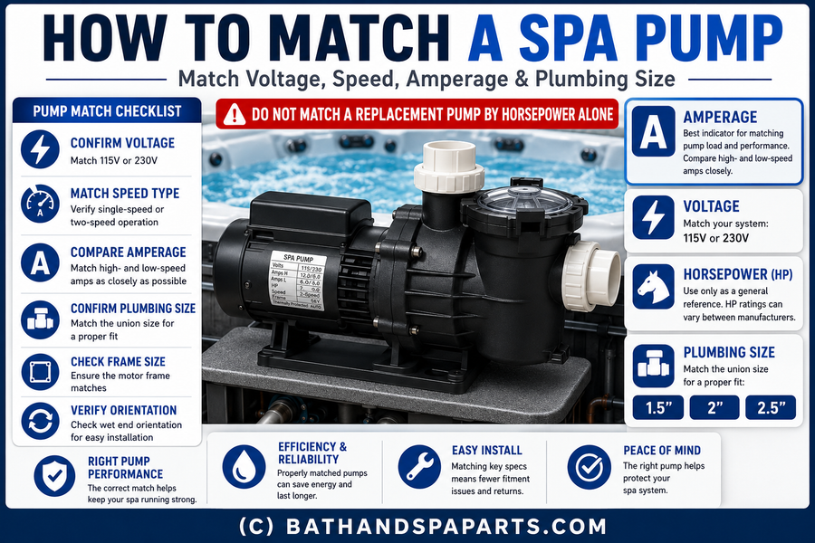 How To Match A Spa Pump By HP, Voltage, Amps & Plumbing Size