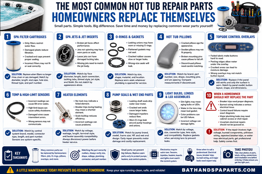 The Most Common Hot Tub Repair Parts Homeowners Replace Themselves