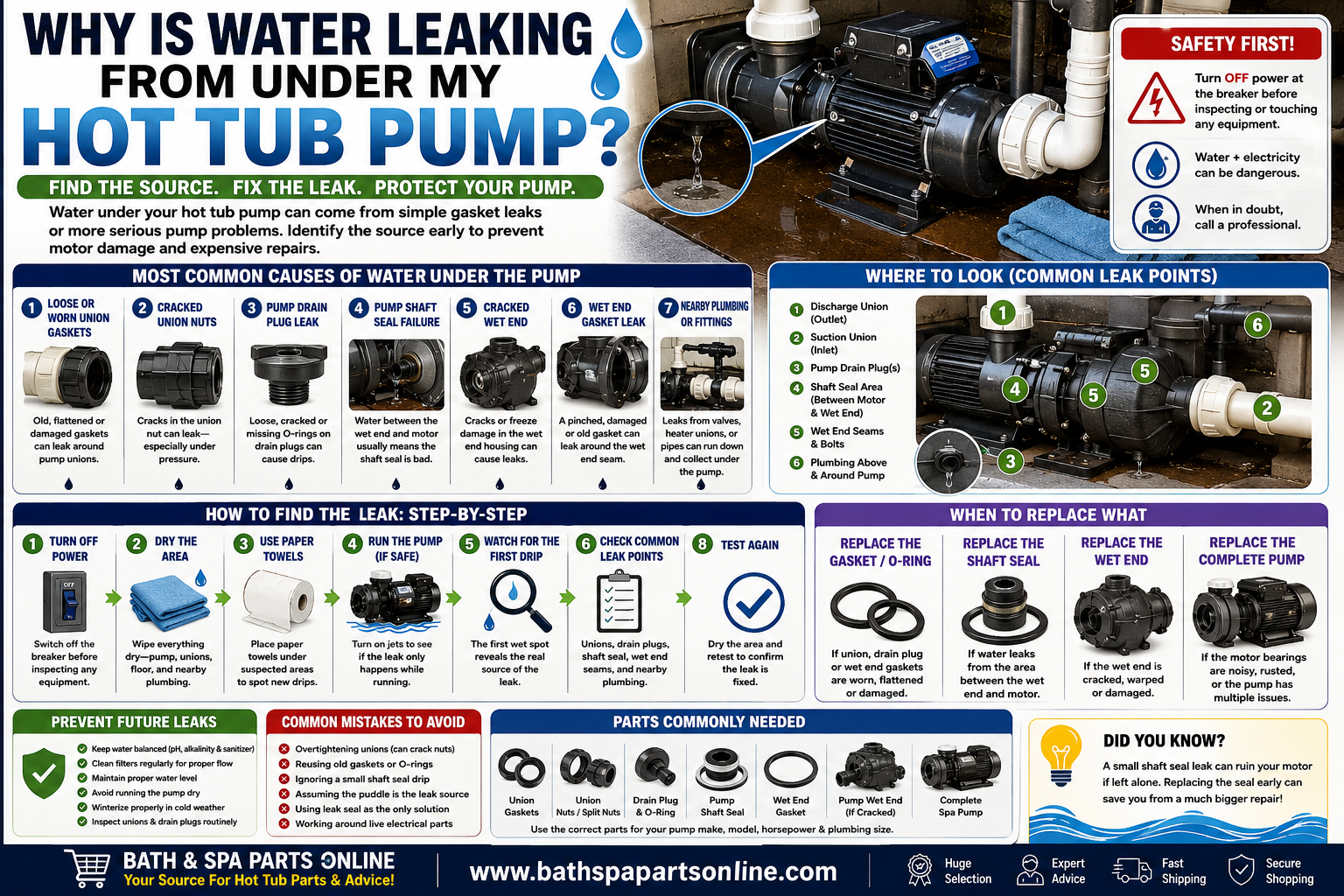Why Is Water Leaking From Under My Hot Tub Pump?