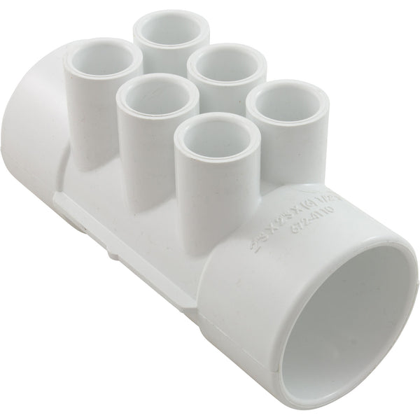 Waterway 6-Port Manifold [2" Slip x 2" Slip x (6) 1/2" Socket] (672-4110)