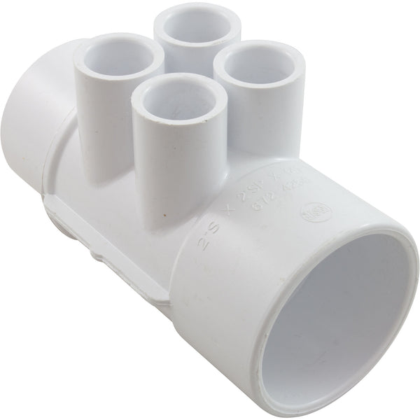 Waterway 4-Port Manifold [2" Spigot x 2" Slip x (4) 1/2" Socket] (672-4250)