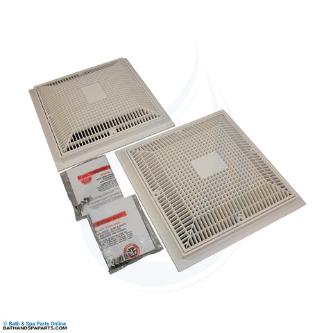 Neptune Evoqua 12" x 12" White Domed Main Drain Grate with Frame, Qty 2 (1002-5102)
