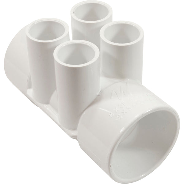 Waterway 4-Port Manifold [2" Slip x 2" Slip x (4) 3/4" Socket] (672-4210)