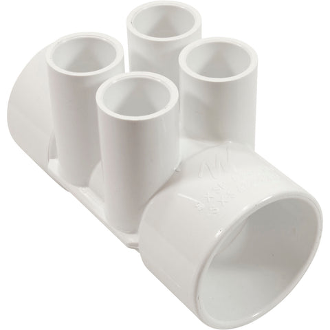 Waterway 4-Port Manifold [2" Slip x 2" Slip x (4) 3/4" Socket] (672-4210)