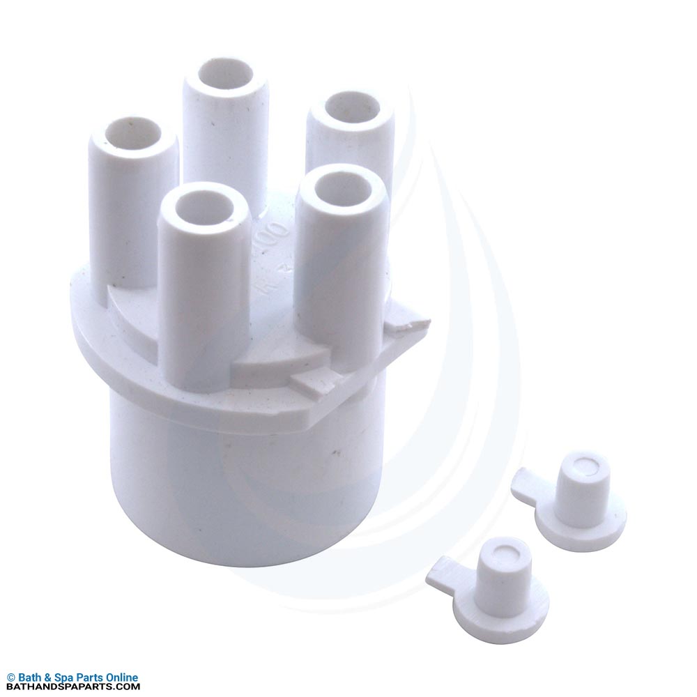 Waterway 5-Port Manifold [1" Spigot x (5) 3/8" Barb W/2 Plugs] (672-4100)