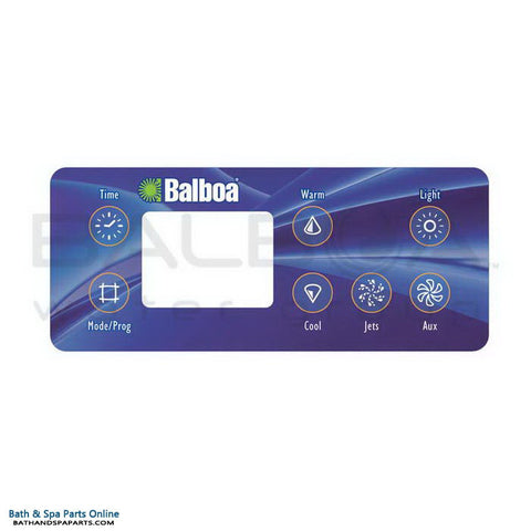 Balboa 7-Button Serial Deluxe LCD Topside Panel Overlay [Aux/No Blower] (10841)