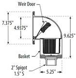 Waterway Square Spa Skimmer/Skim Filter [1.5" S x 2" Spigot] [Front Access] [Flow Control with Trim Plate] (510-1501)