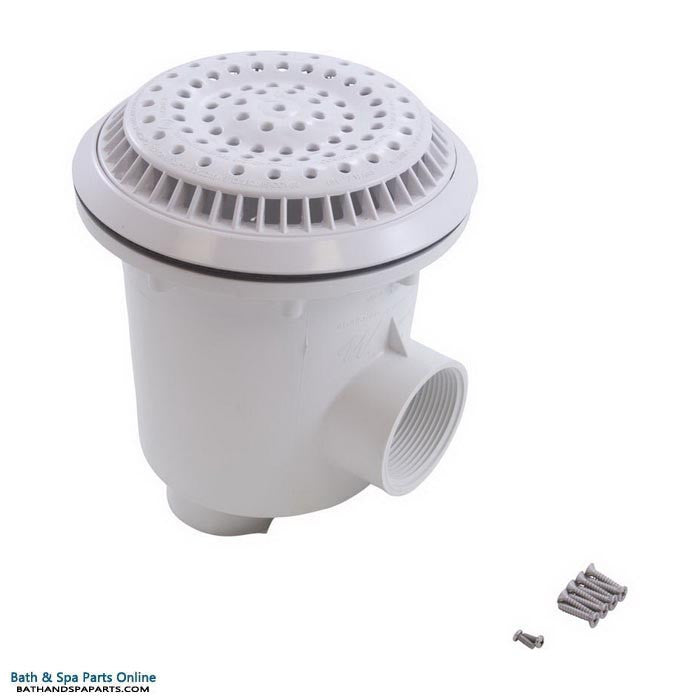 Waterway 8" Vinyl Liner Main Drain [Side x Bottom] [2-1/2" FPT] [w/A.V. Cover] [White] (640-2690 V)