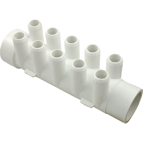 Waterway 6-Port Water Manifold [1-1/2" Spigot x 1-1/2" Slip x (6) 3/4" Smooth Barb Shur-Grip] (672-4680)