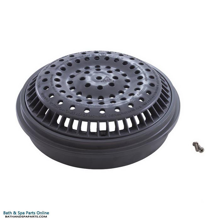 Waterway 8" Round Anti-Vortex Main Drain Grate Cover & Long Collar [Dark Gray] (640-2349DKG V)