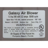 Air Supply Galaxy 1.5 HP Air Blower [240V] [3.2 Amps] (6515201)