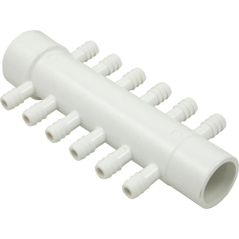 Waterway 12-Port Manifold [1" Slip x 1" Spigot x (12) 3/8" Ribbed Barb] (672-0410)